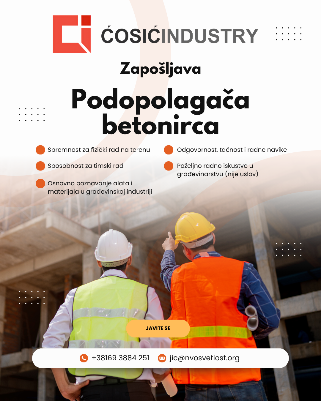 Podopolagač betonirac
