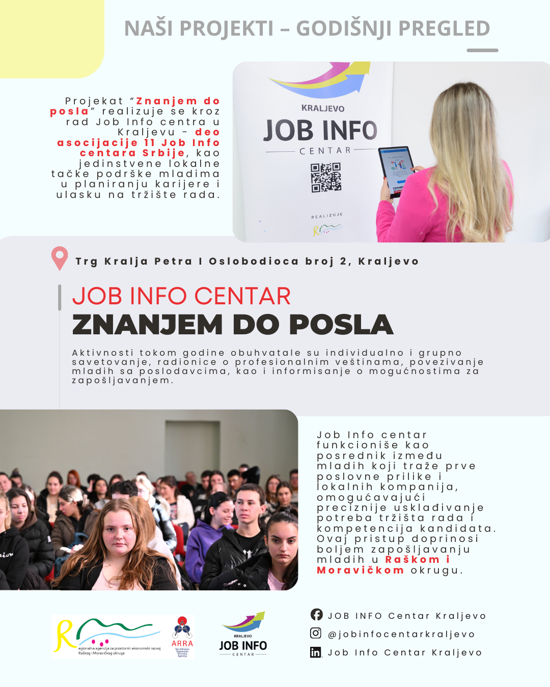 Znanje kao put do zapošljavanja: Godišnji pregled rada Job Info centra Kraljevo